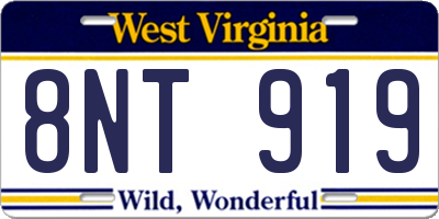 WV license plate 8NT919