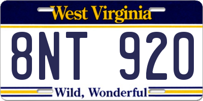 WV license plate 8NT920