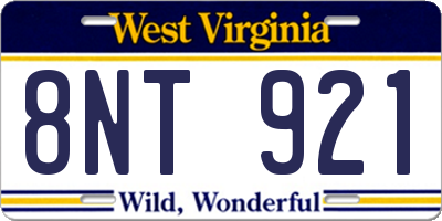 WV license plate 8NT921