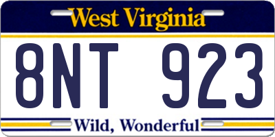 WV license plate 8NT923