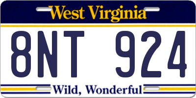 WV license plate 8NT924