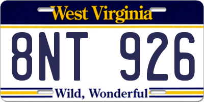 WV license plate 8NT926