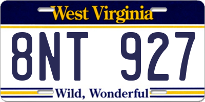 WV license plate 8NT927