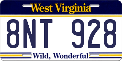 WV license plate 8NT928