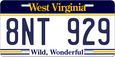 WV license plate 8NT929
