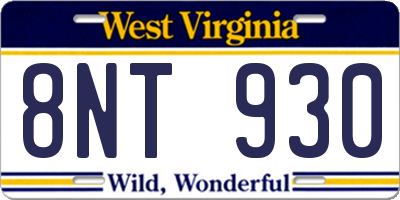 WV license plate 8NT930