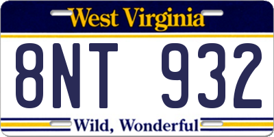 WV license plate 8NT932