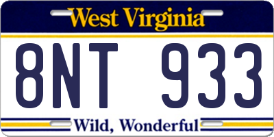 WV license plate 8NT933