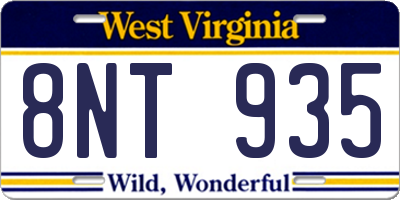 WV license plate 8NT935