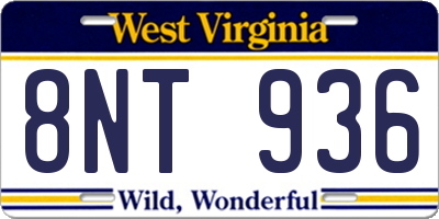 WV license plate 8NT936
