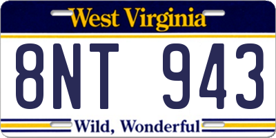 WV license plate 8NT943