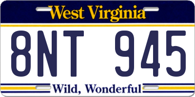 WV license plate 8NT945