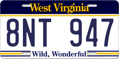 WV license plate 8NT947