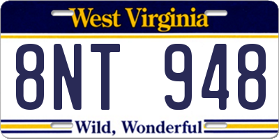 WV license plate 8NT948