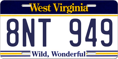 WV license plate 8NT949