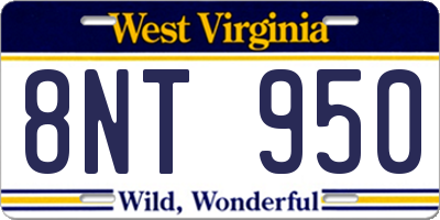 WV license plate 8NT950