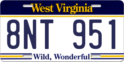 WV license plate 8NT951