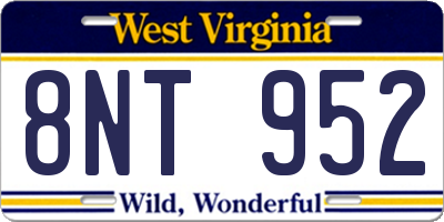 WV license plate 8NT952
