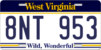 WV license plate 8NT953