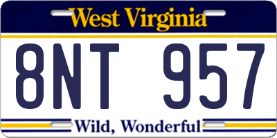 WV license plate 8NT957