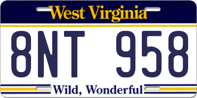 WV license plate 8NT958