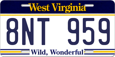 WV license plate 8NT959
