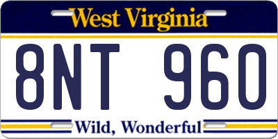 WV license plate 8NT960