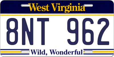WV license plate 8NT962