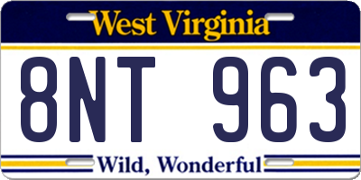 WV license plate 8NT963