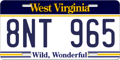 WV license plate 8NT965