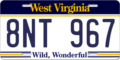 WV license plate 8NT967