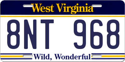 WV license plate 8NT968