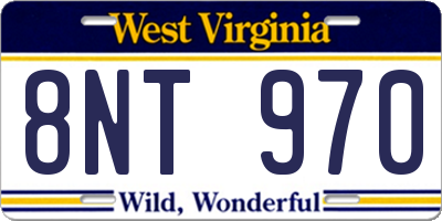 WV license plate 8NT970