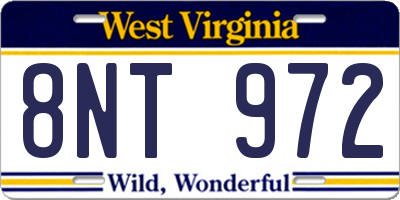 WV license plate 8NT972