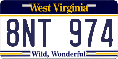 WV license plate 8NT974
