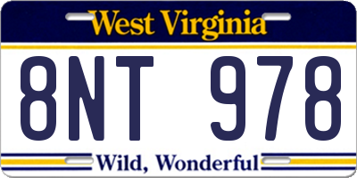 WV license plate 8NT978