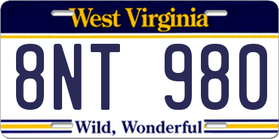 WV license plate 8NT980