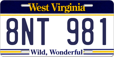 WV license plate 8NT981