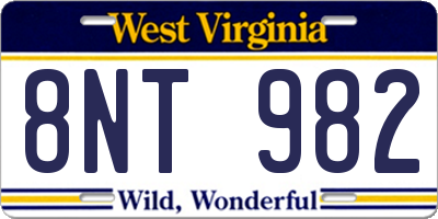 WV license plate 8NT982