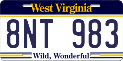 WV license plate 8NT983