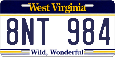 WV license plate 8NT984