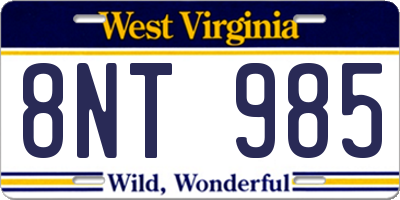 WV license plate 8NT985