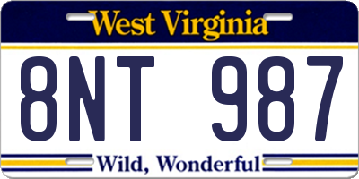 WV license plate 8NT987