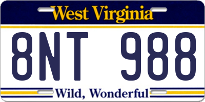 WV license plate 8NT988