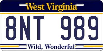 WV license plate 8NT989