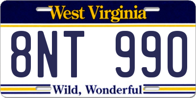 WV license plate 8NT990