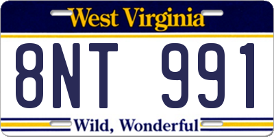 WV license plate 8NT991