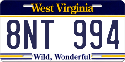 WV license plate 8NT994
