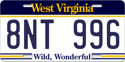 WV license plate 8NT996