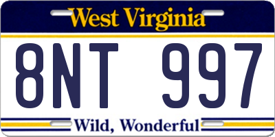 WV license plate 8NT997